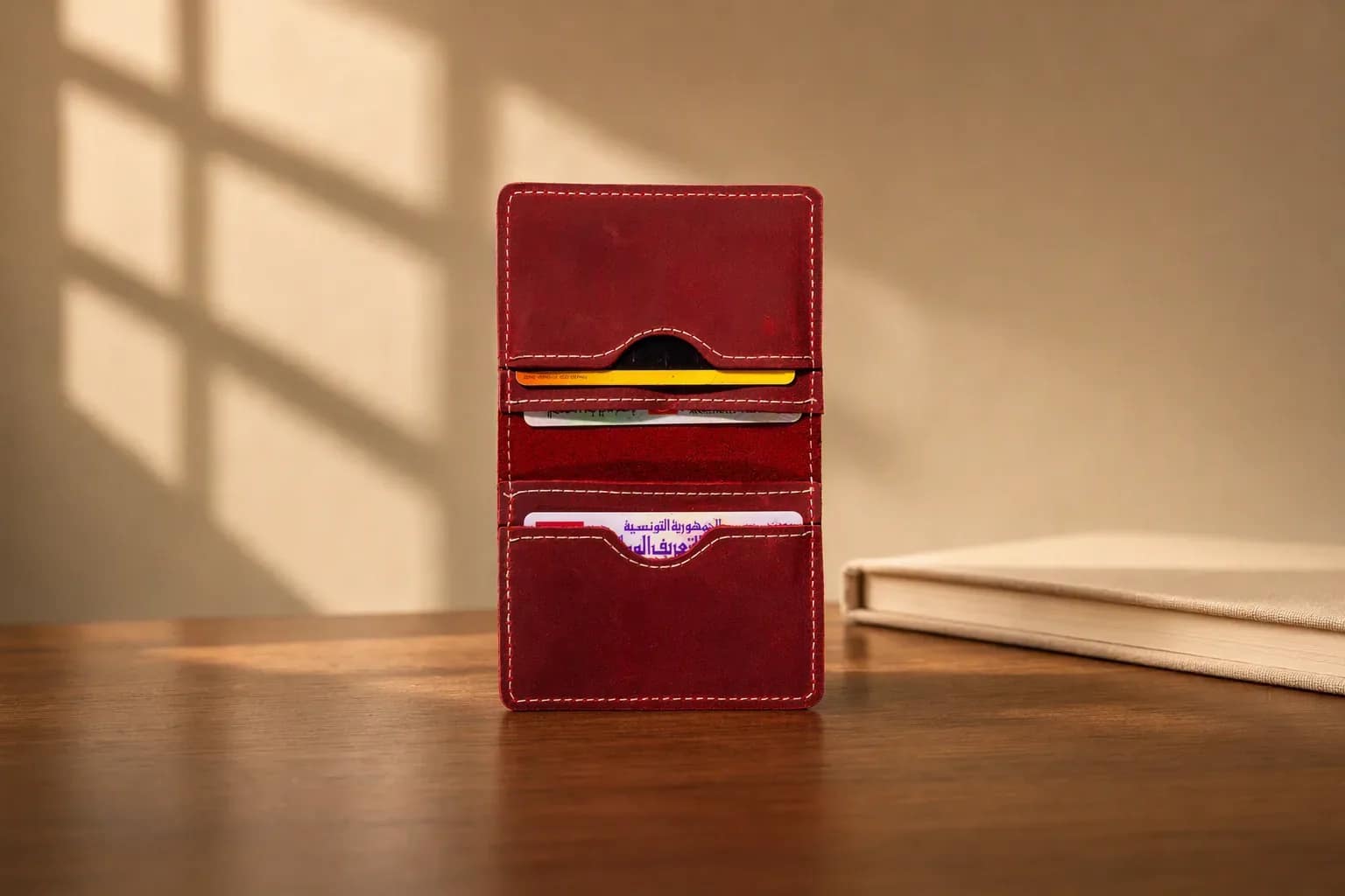 Avenue Card Wallet, Oxblood, view 3, thumbnail