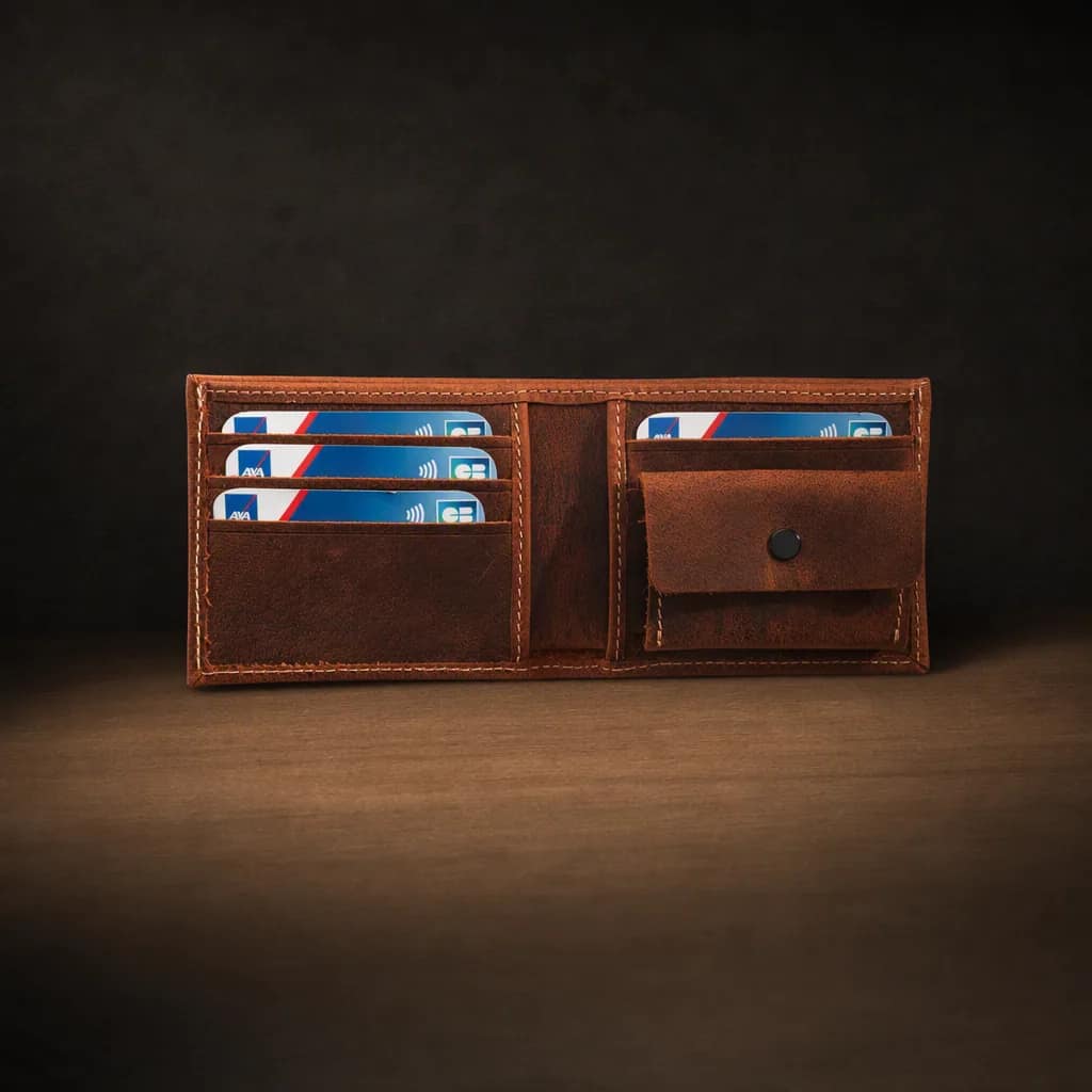 Compact Wallet, Chestnut, view 2, thumbnail