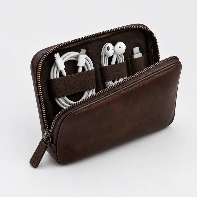 Trousse tech en cuir