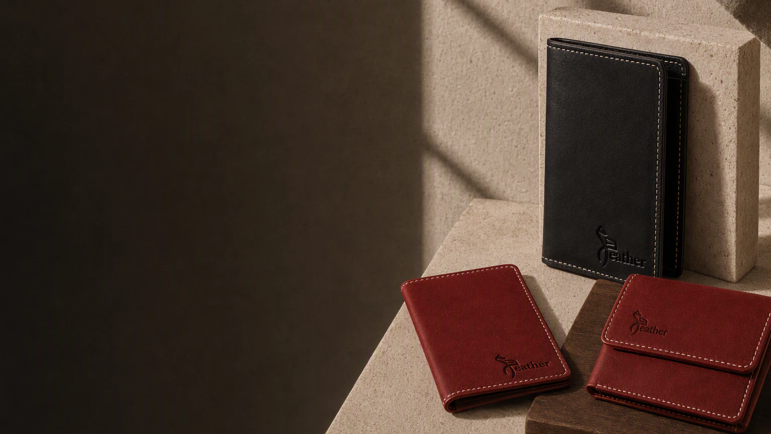 Handcrafted XEATHER leather pieces in a sunlit Mediterranean atelier