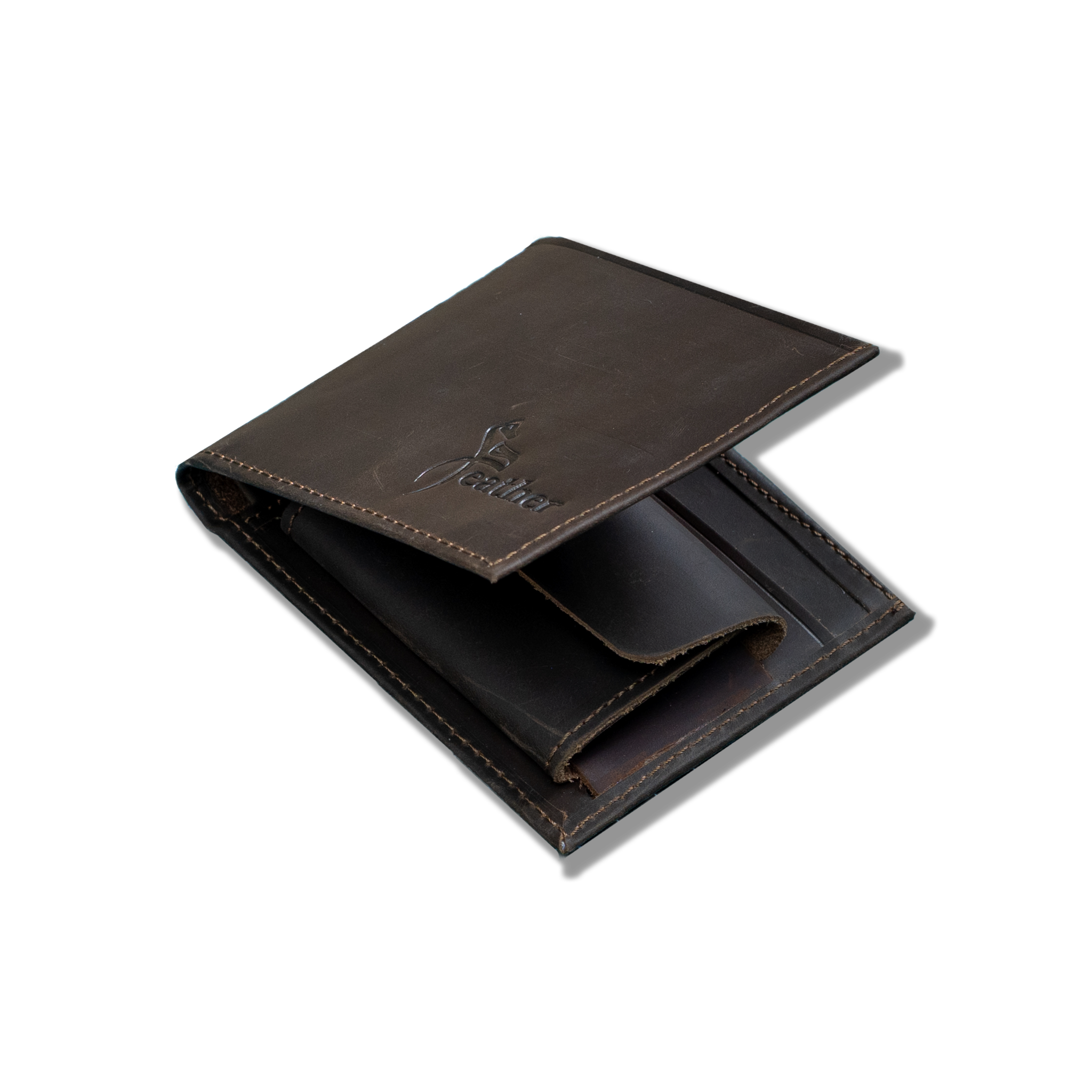 Brown X Compact Leather Wallet - Image 1